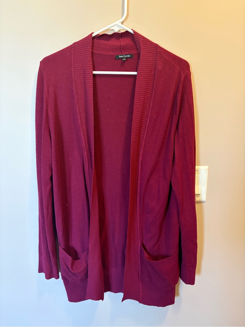 Pink Clove Women's Open-Front Cardigan in Burgundy Plum